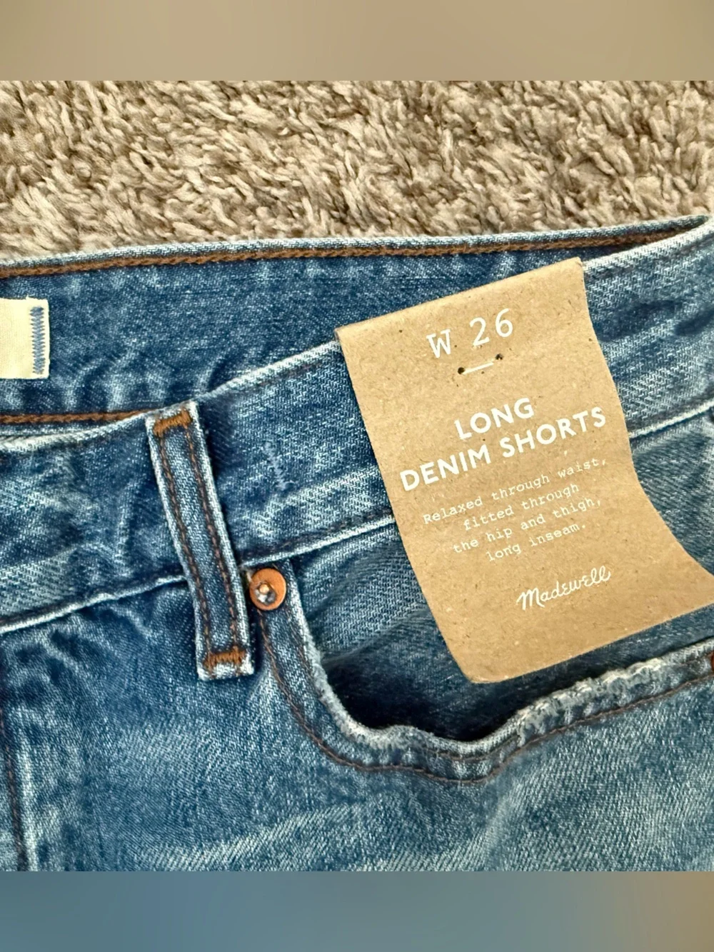 NWT Madewell Long Denim Shorts in Pedersen Wash